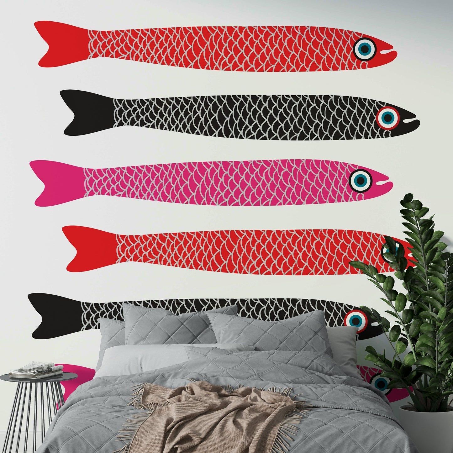 Vintage inspired fish wall mural
