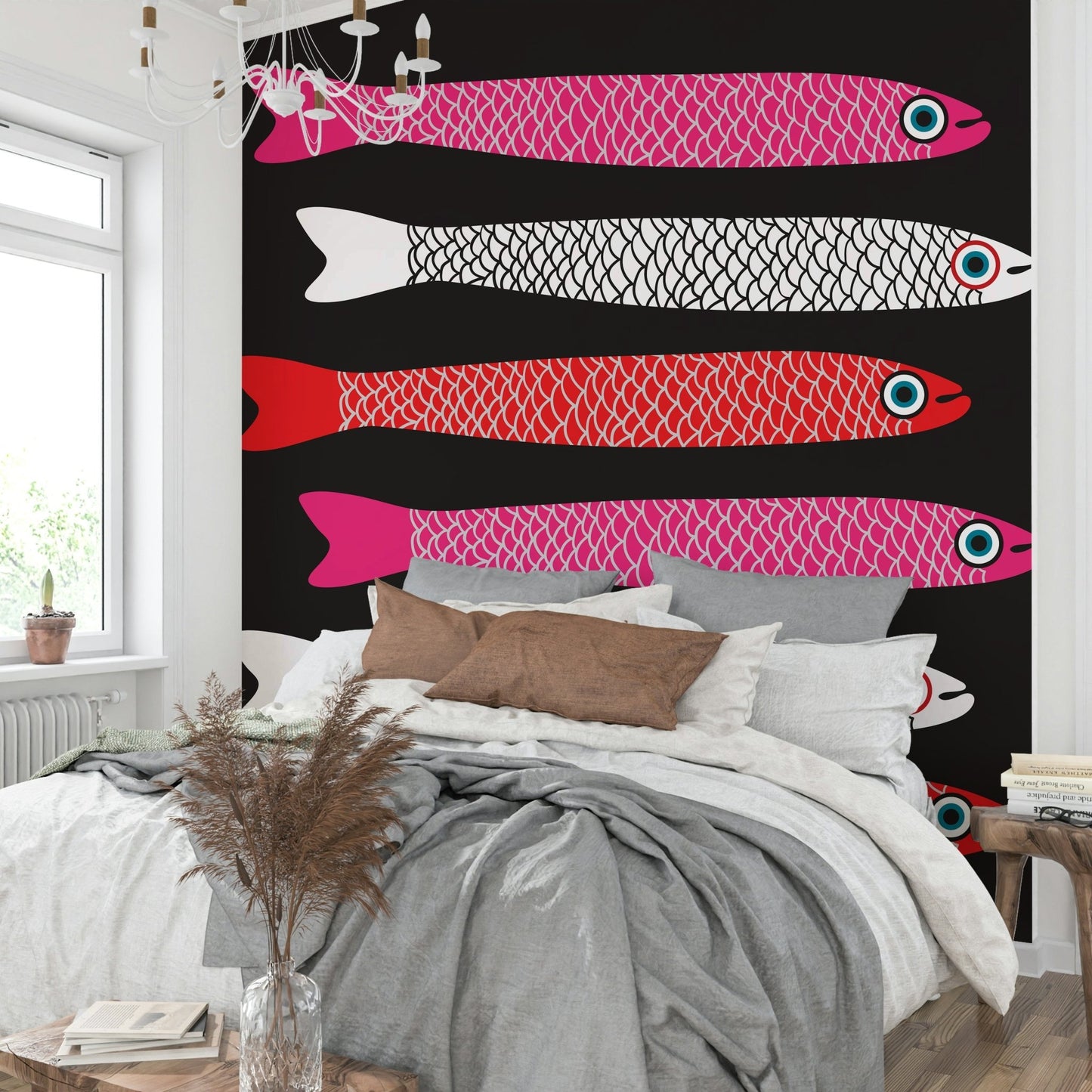 Fish pattern wall mural for bold rooms
