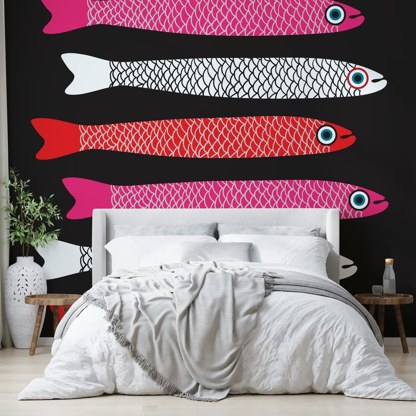 Dark background fish pattern wallpaper
