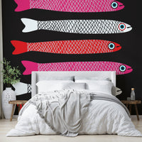 Dark background fish pattern wallpaper
