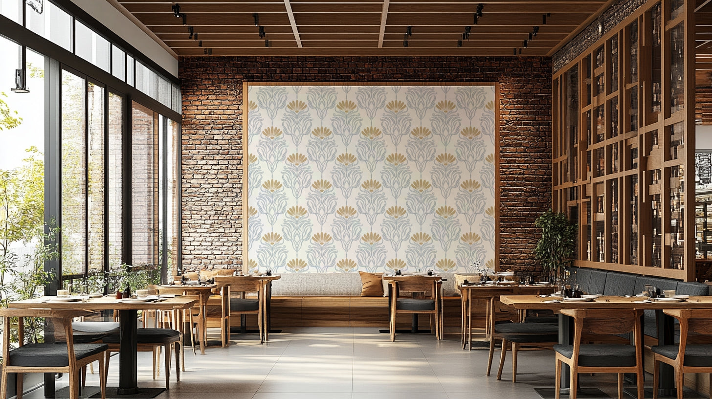 Close-up of detailed ancient motif wallpaper texture


