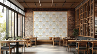 Close-up of detailed ancient motif wallpaper texture


