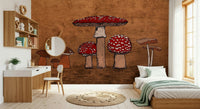Rustic nature scene Ancient Mushrooms home improvement wall mural.