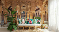 Islamic geometric patterns Andalusian Courtyard wallpaper for walls.