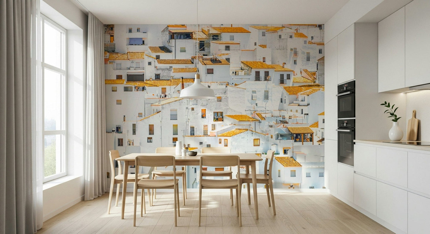 Picture Andalusian Village hillside dwellings wallpaper for sale.