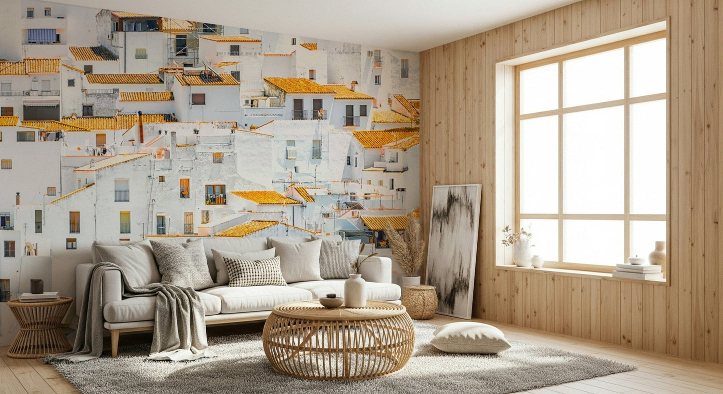 Mediterranean village stacked homes Andalusian Village wall covering.