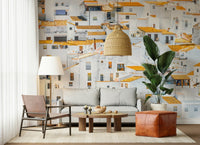 Bright terracotta roofs scenic Andalusian Village design wallpaper.