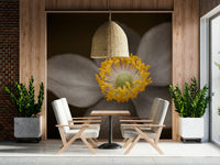 Premium peel and stick wallpaper, Sunlit Floral Essence, striking contrast artwork.