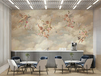 Calm nursery cloud mural design

