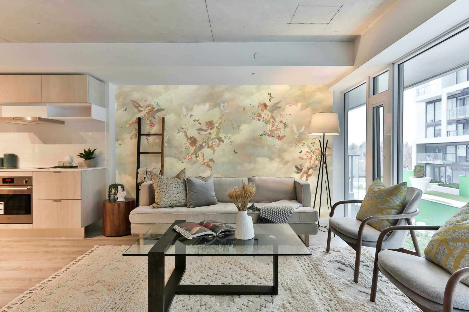 Soft cloud sky wall mural
