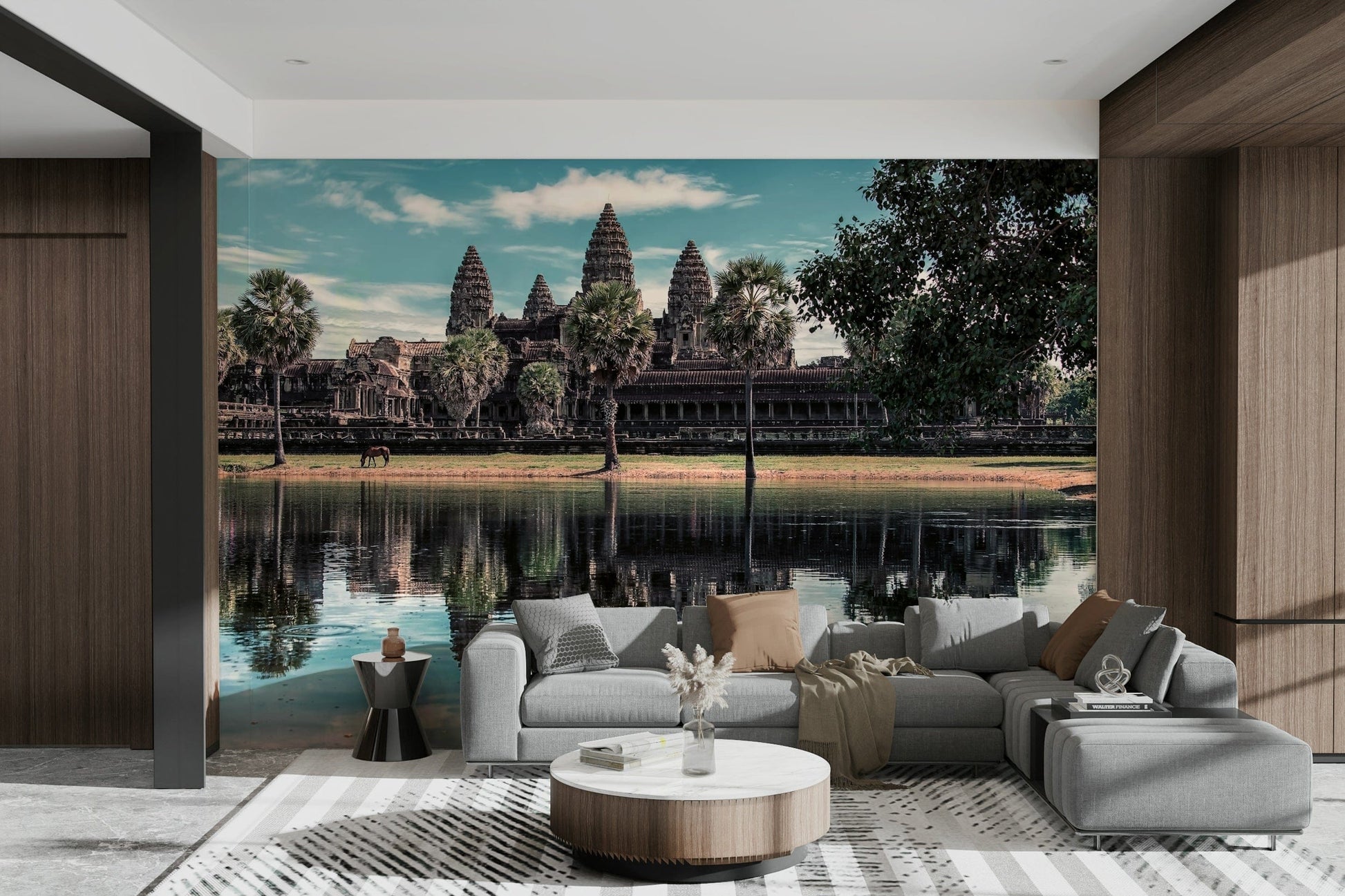 A classic temple scene wallpaper for walls.

