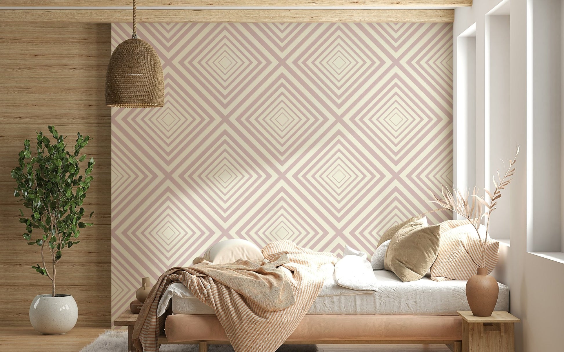 Layered V-shapes give movement to Angled Stripes pattern.