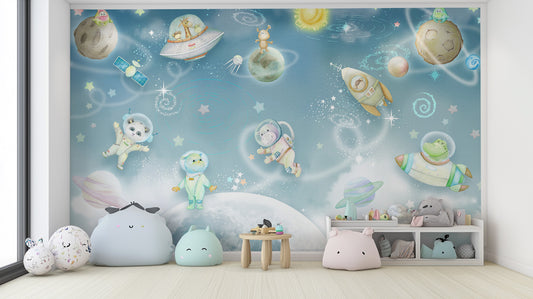 Animal astronaut space wallpaper mural
