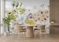 Whimsical Animal World Map playful mural