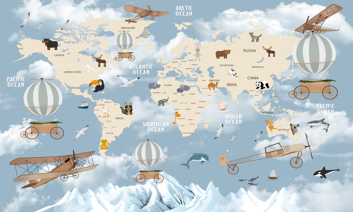Children Room Wonderland World Map Wallpaper in your room