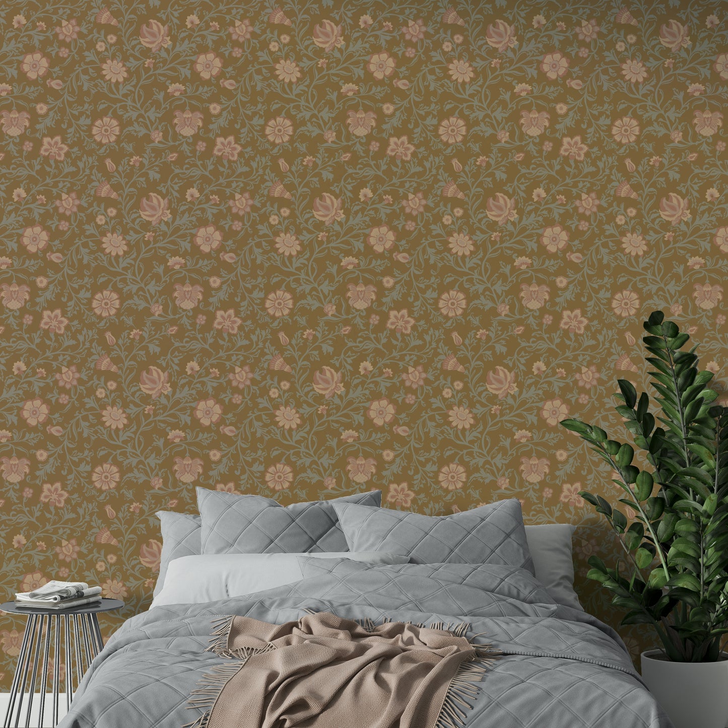 Delicate antique floral wallpaper texture


