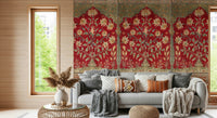 Durable vinyl wall mural with a classic European garden illustration in a hallway.