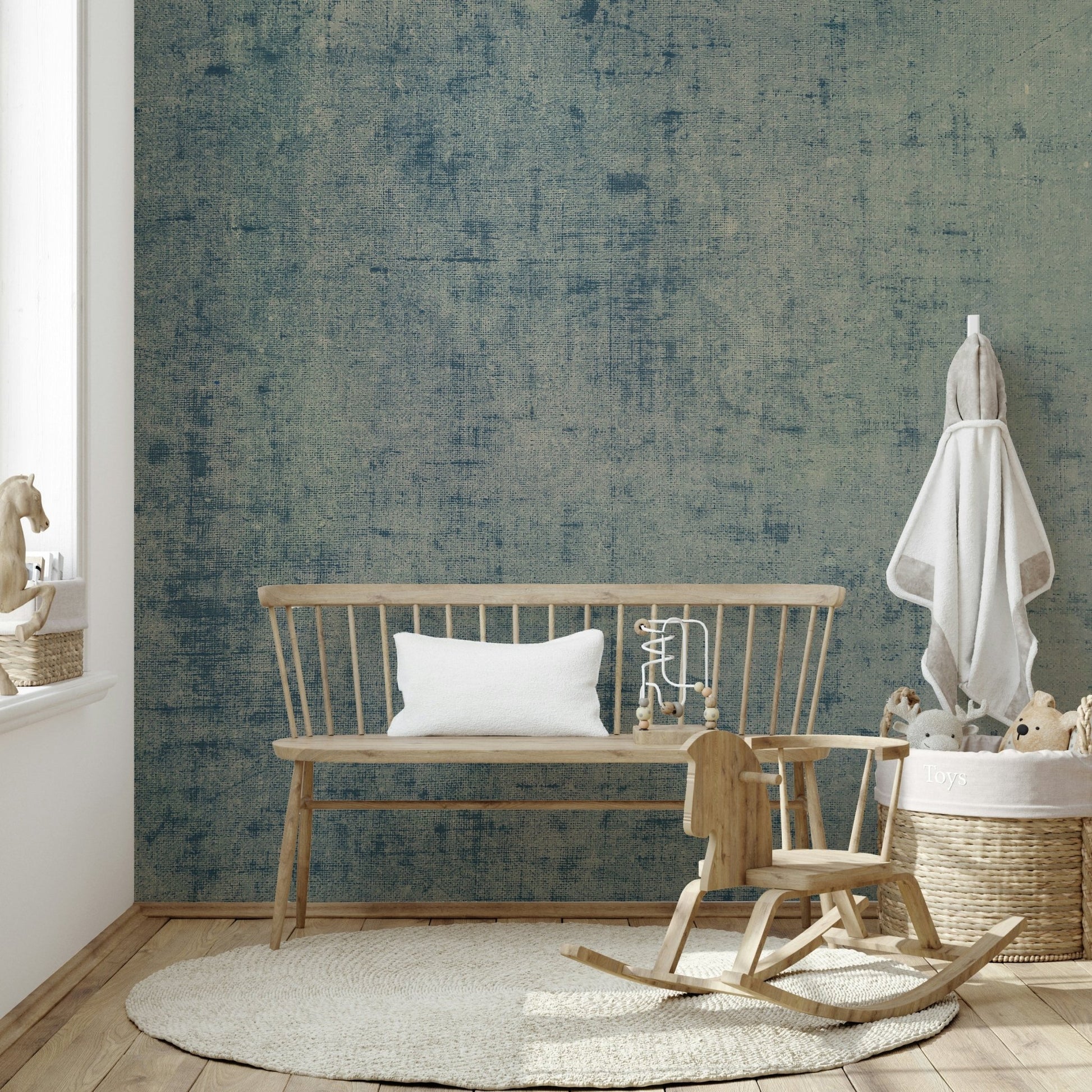 Vintage blue linen pattern wallpaper
