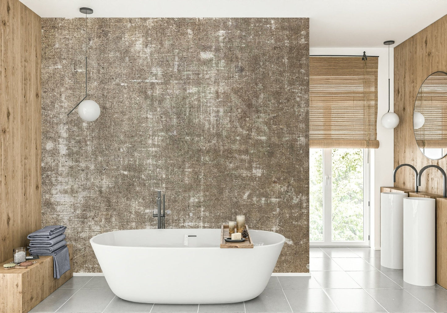 Natural brown fabric wallpaper design
