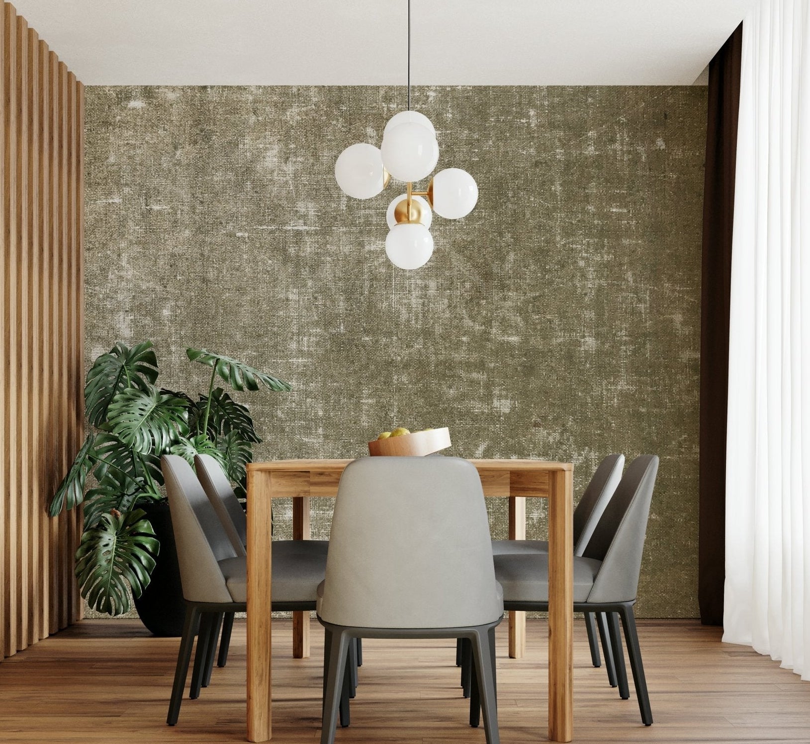 Antique linen khaki mural wallpaper
