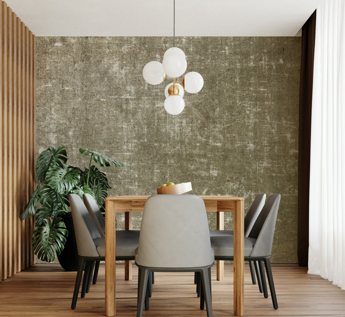 Antique linen khaki mural wallpaper
