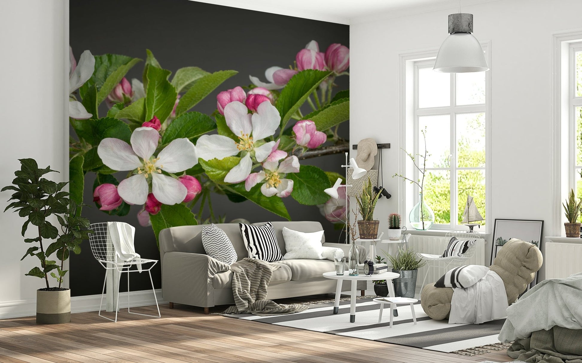 Apple Blossom Charm wall mural with soft pink flower buds.