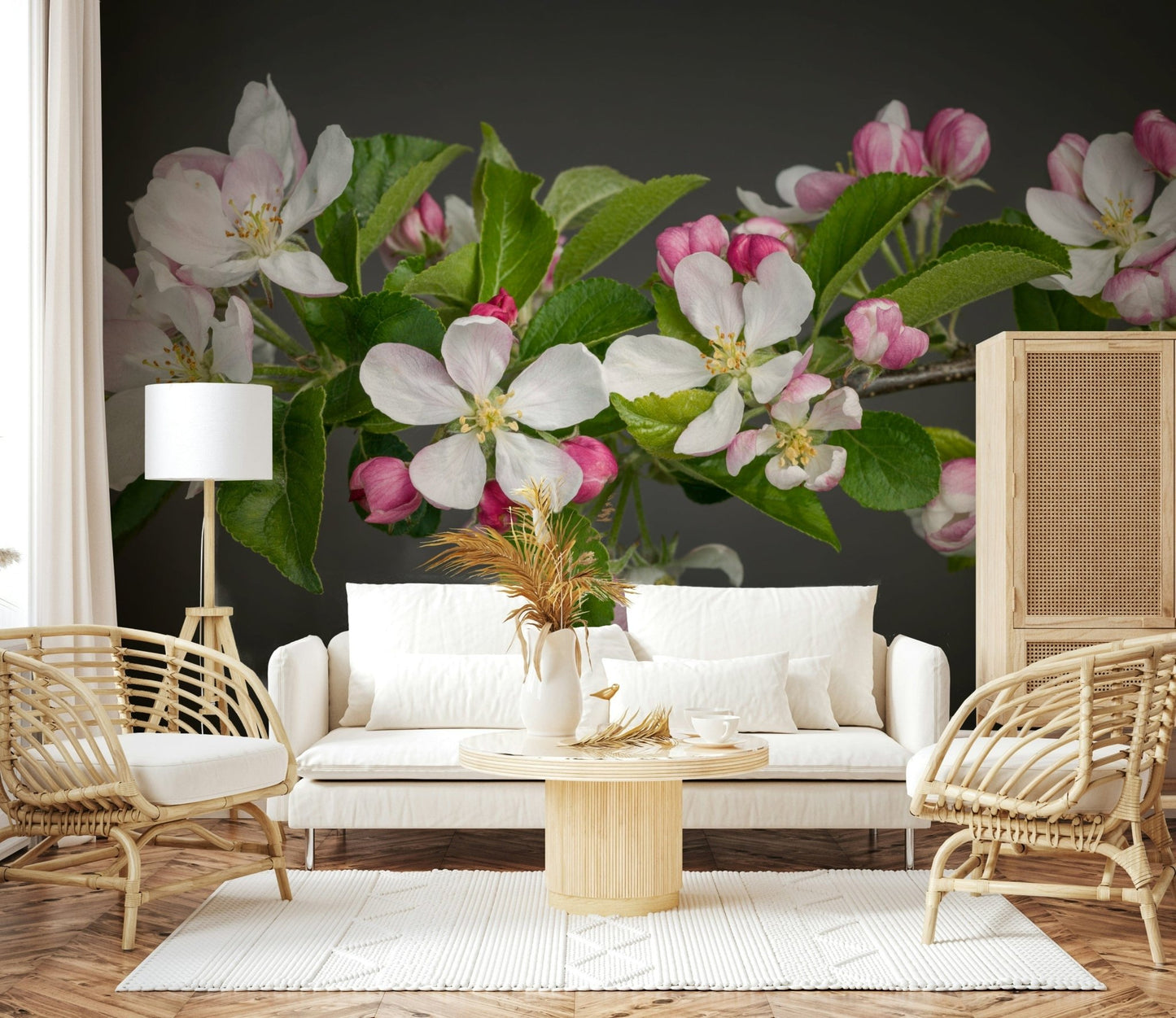 Elegant Apple Blossom Charm wallpaper mural, stunning nature print.