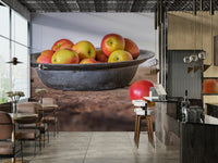 Apples and bowl wallpaper for a farmhouse-style kitchen

