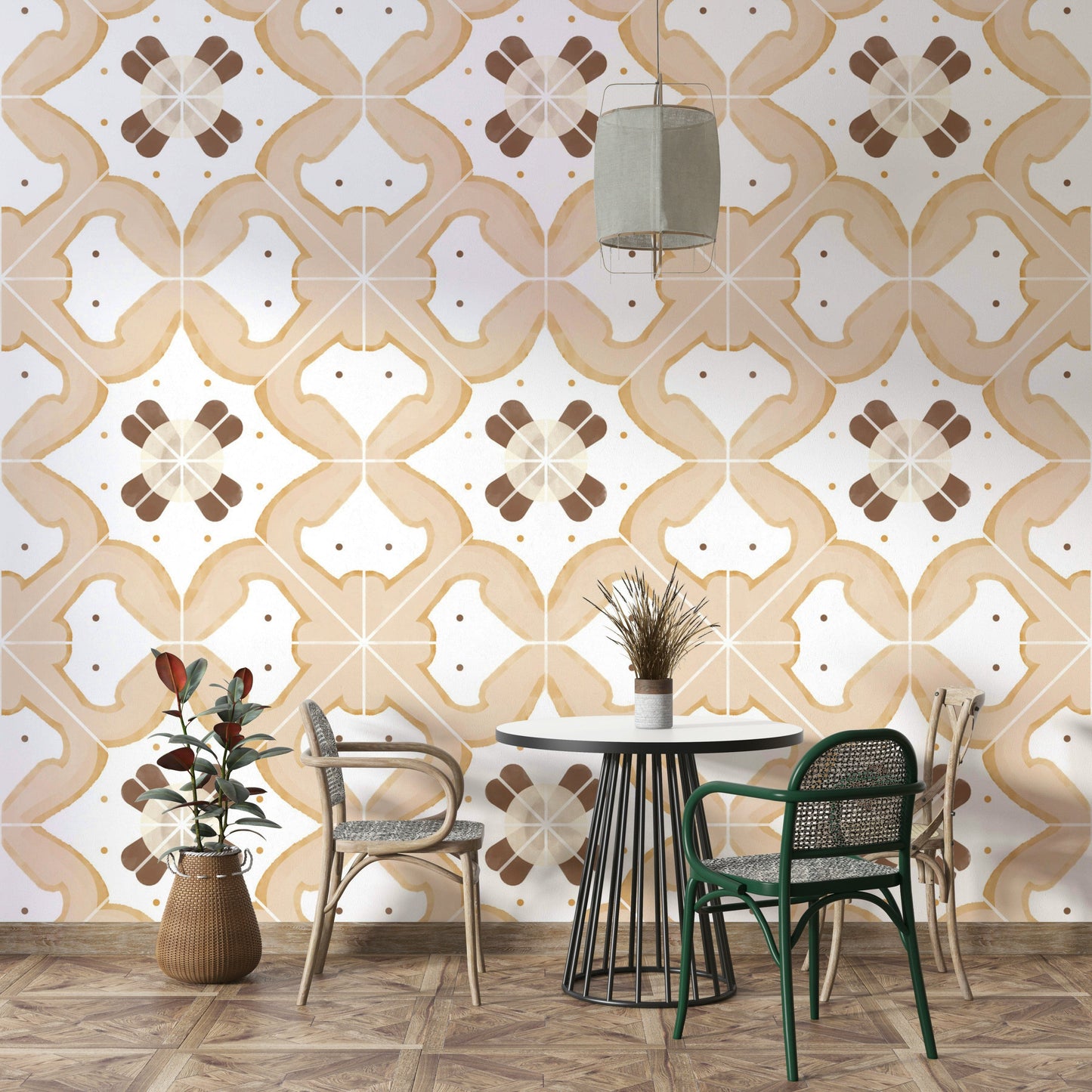 Close-up of classic apricot tile pattern

