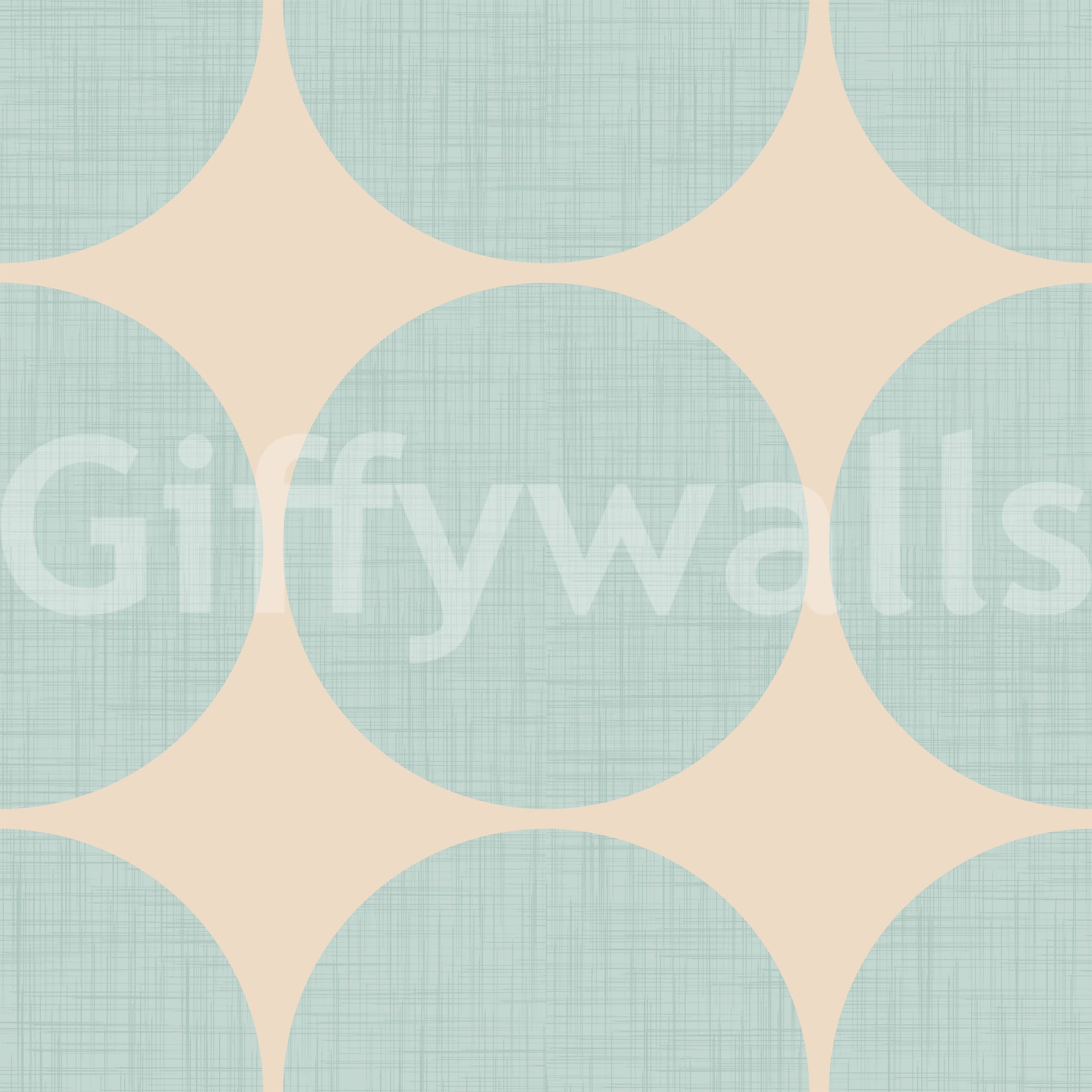 Graphic wallpaper design showcasing large aqua spheres in a structured grid layout