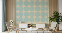 Clean and vibrant dot pattern with calming aqua circles for a modern interior style