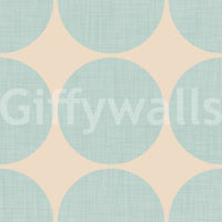 Graphic wallpaper design showcasing large aqua spheres in a structured grid layout