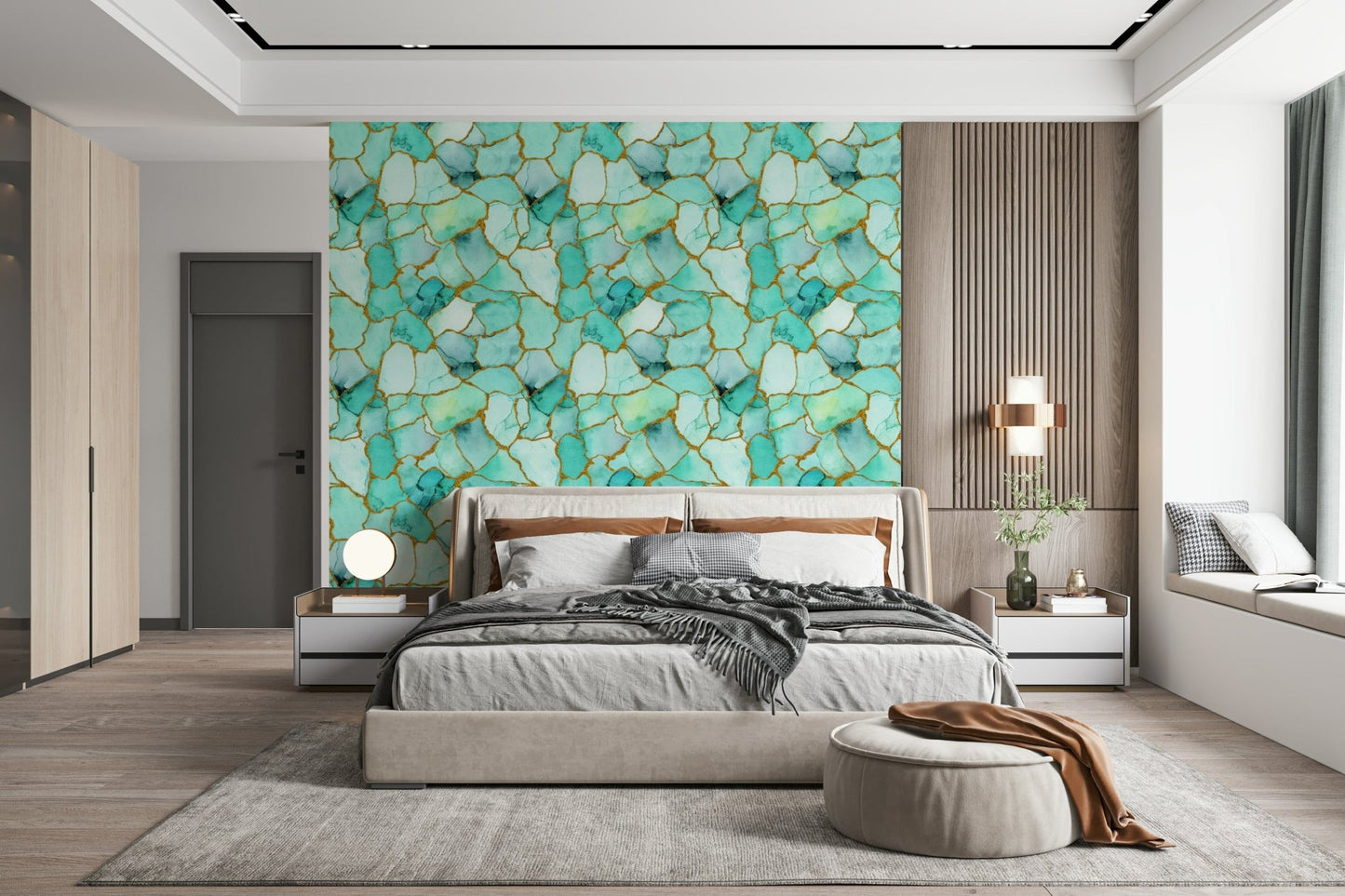 Aqua Gold Marble Wallpaper⁠