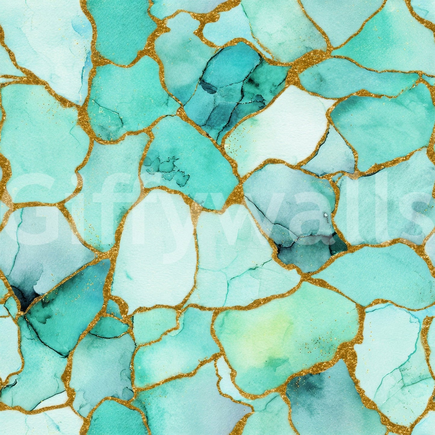 Aqua Gold Marble Wallpaper⁠