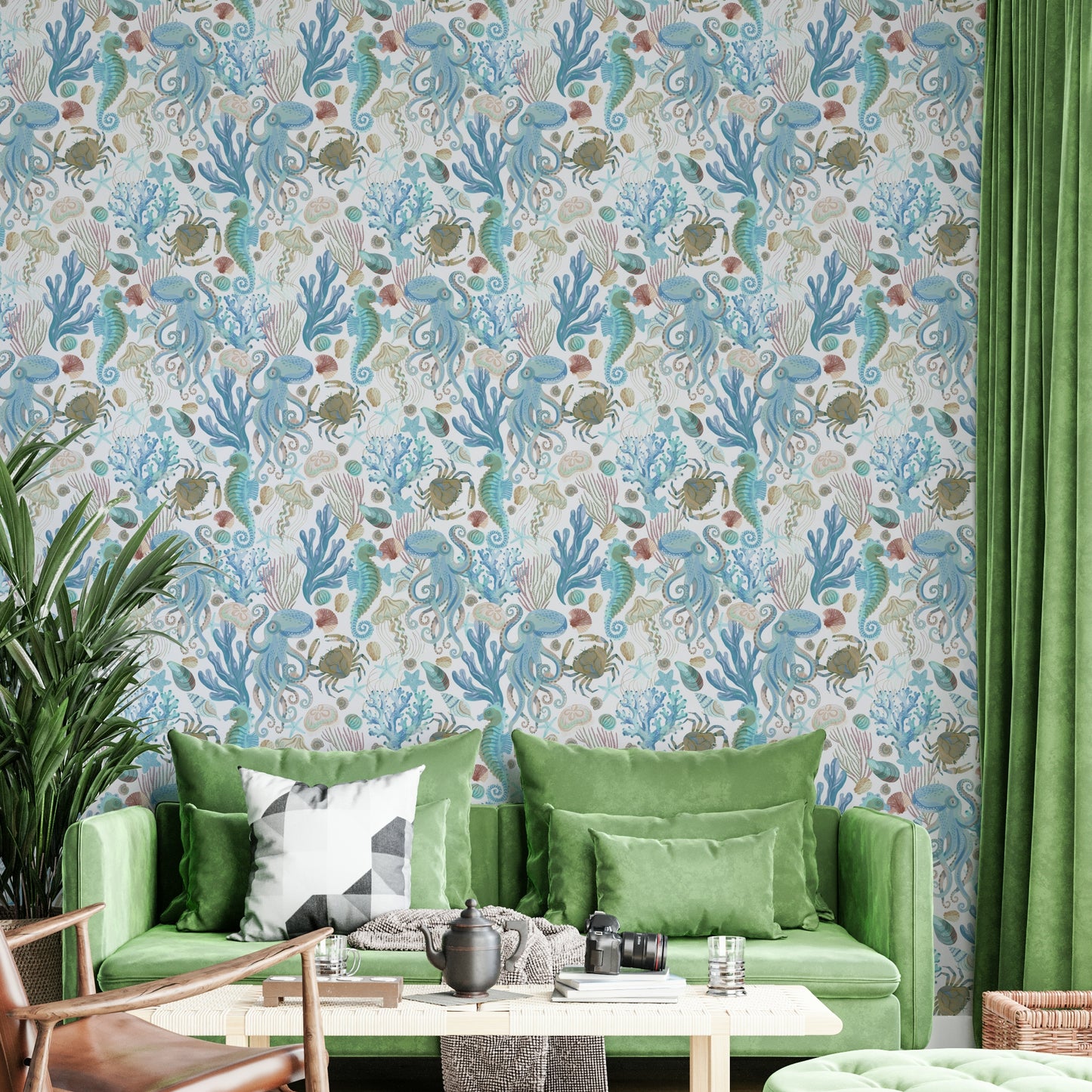 Starfish and seashell design wall mural

