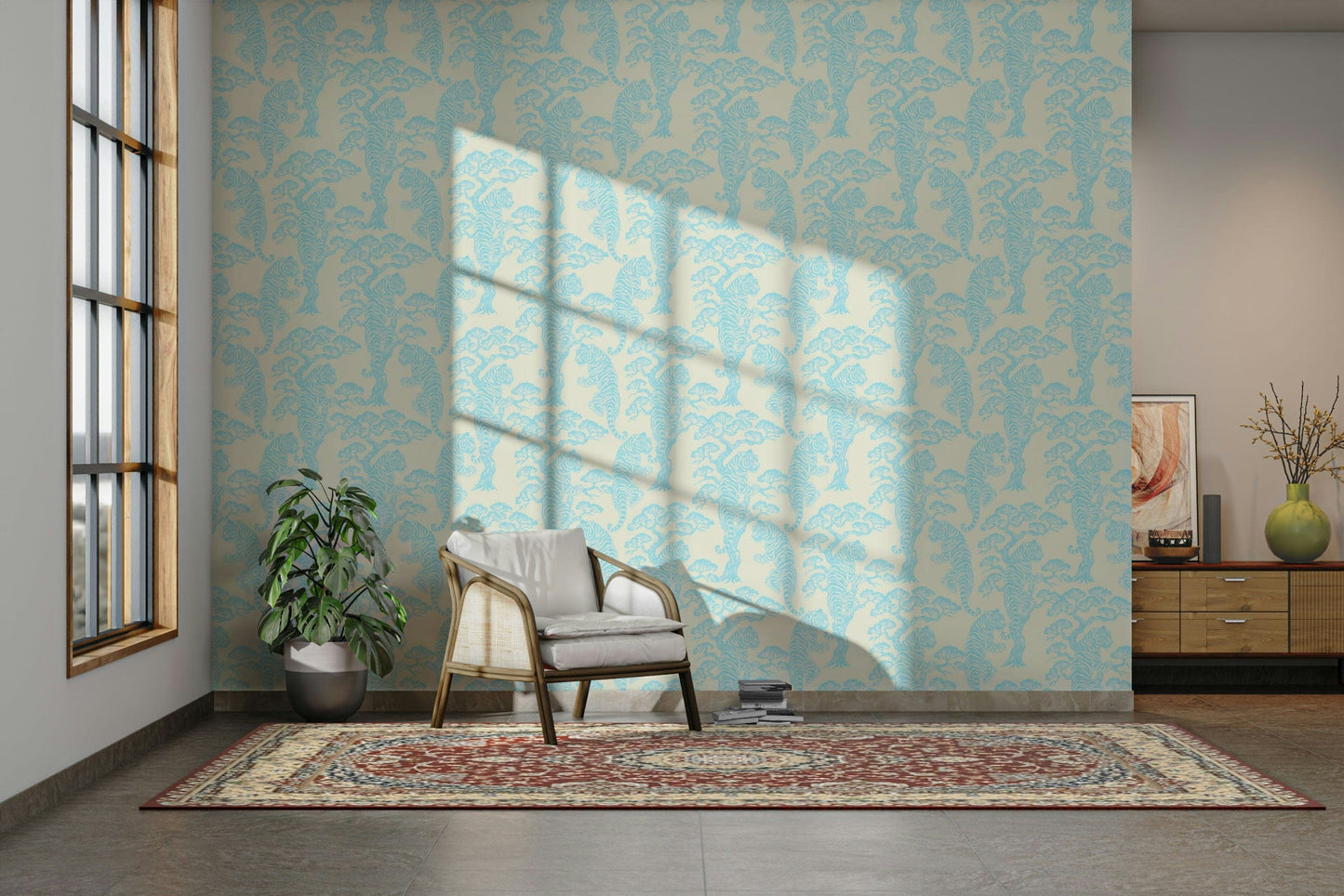 A classic tiger stripe wallpaper for walls with a forest theme.

