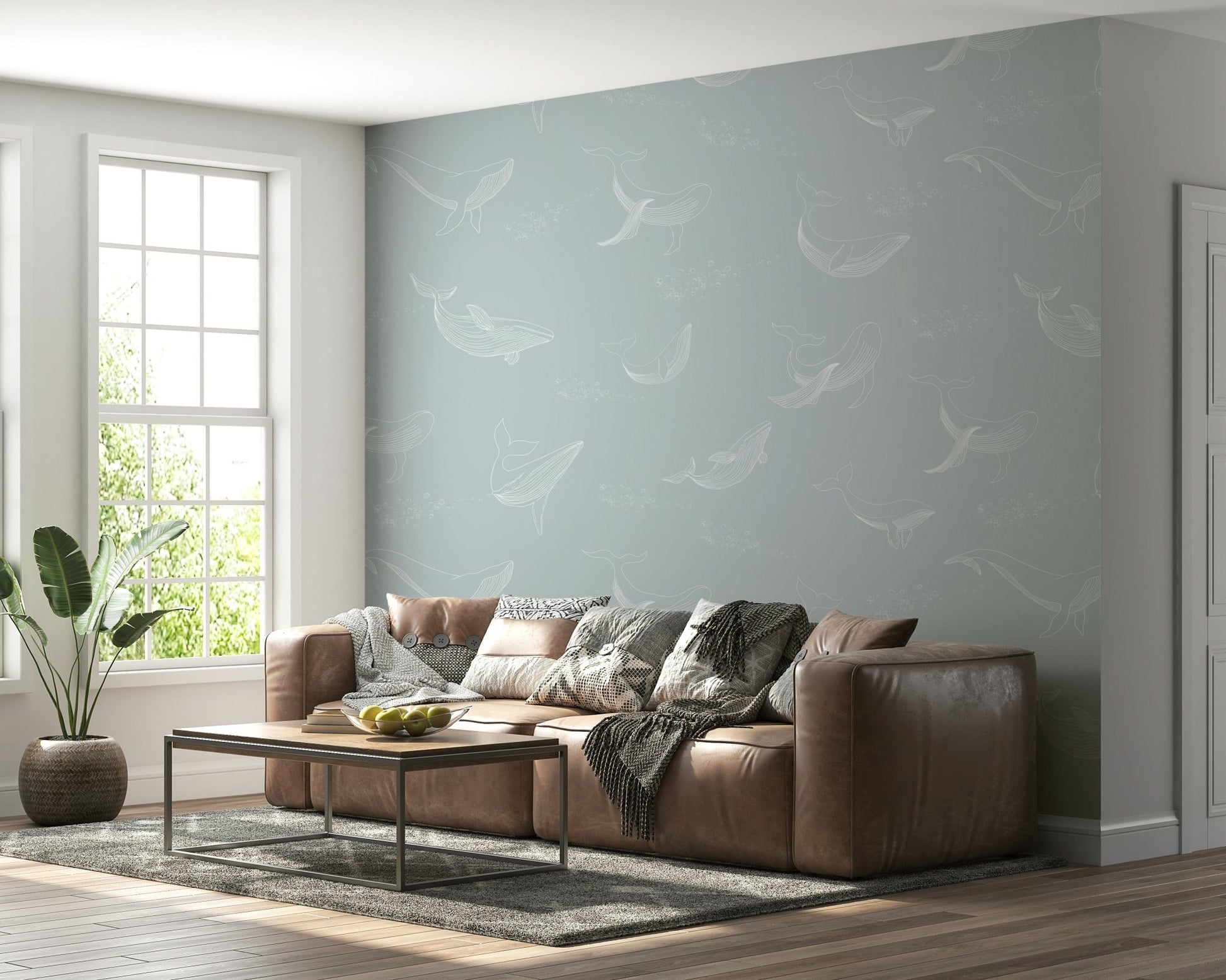 Whimsical ocean scene for an apartment interior project.