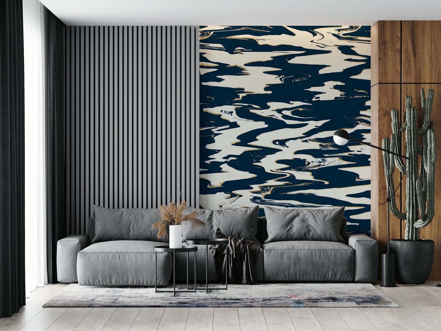 A beautiful modern art wall mural of flowing colors.

