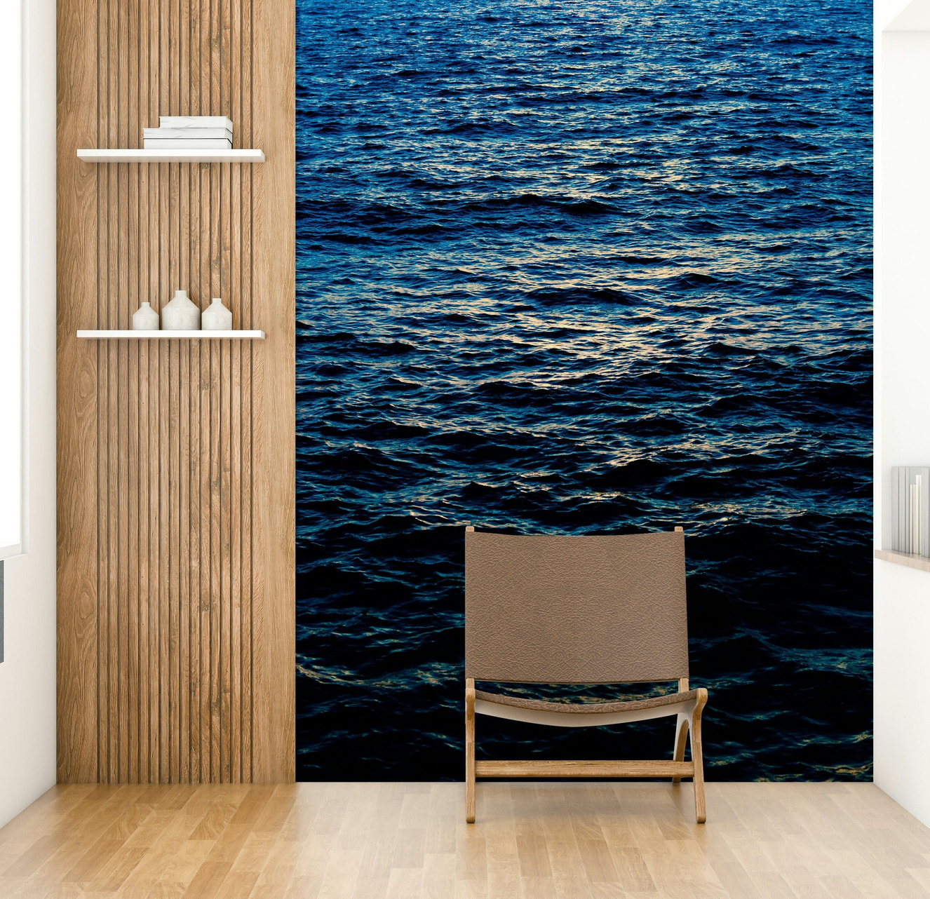 A beautiful mountain landscape wallpaper mural for a modern home.

