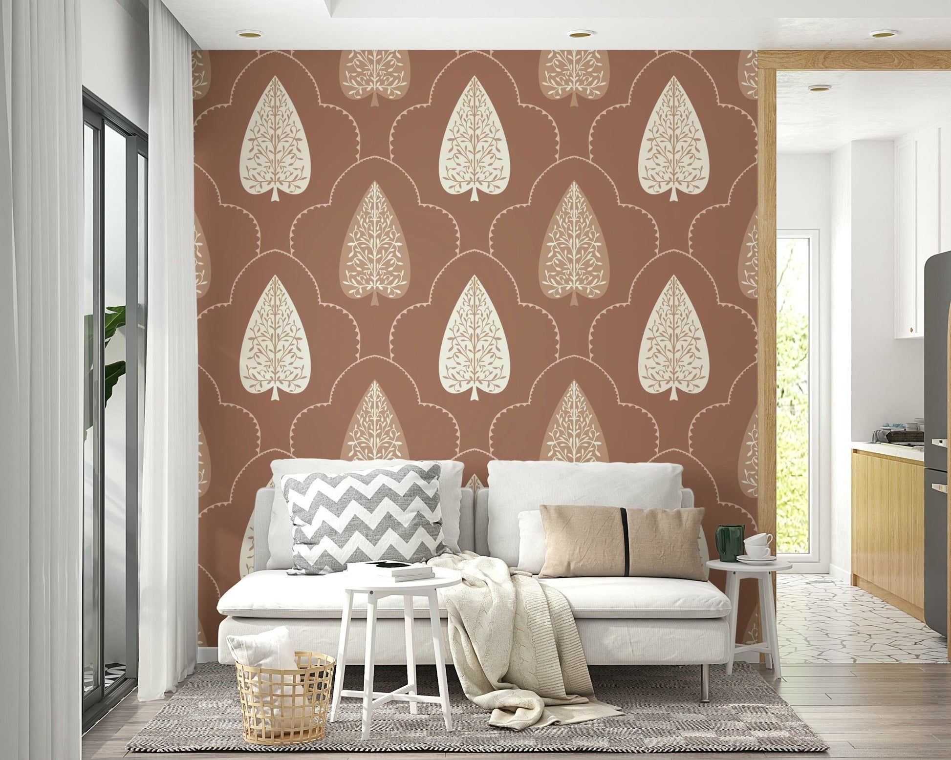 Arboreal Trellis wallpaper, intricate leaf veins, unique art style.