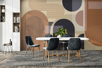 A wall mural of a geometric pattern.

