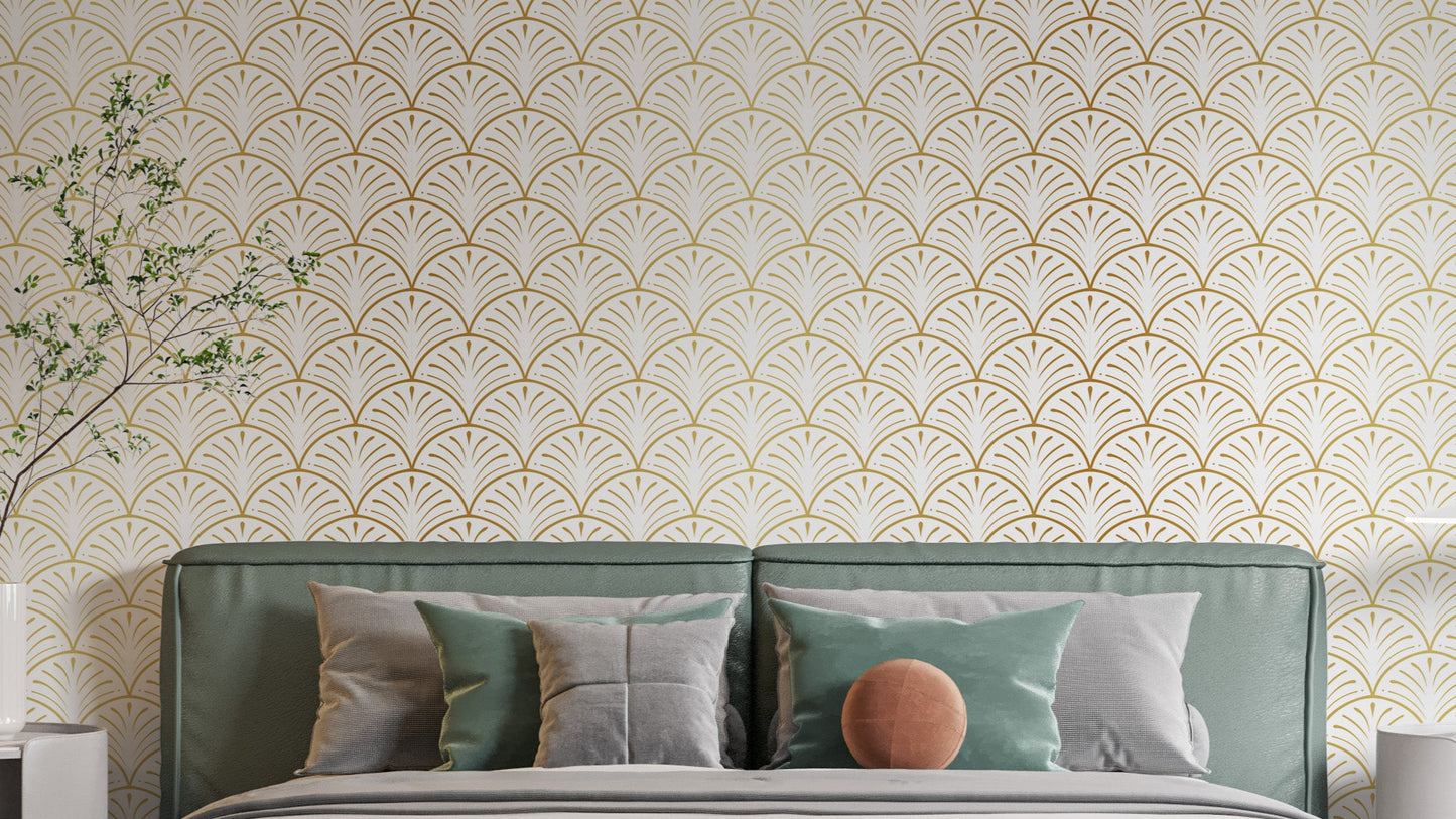 Luxurious gold art deco wallpaper design
