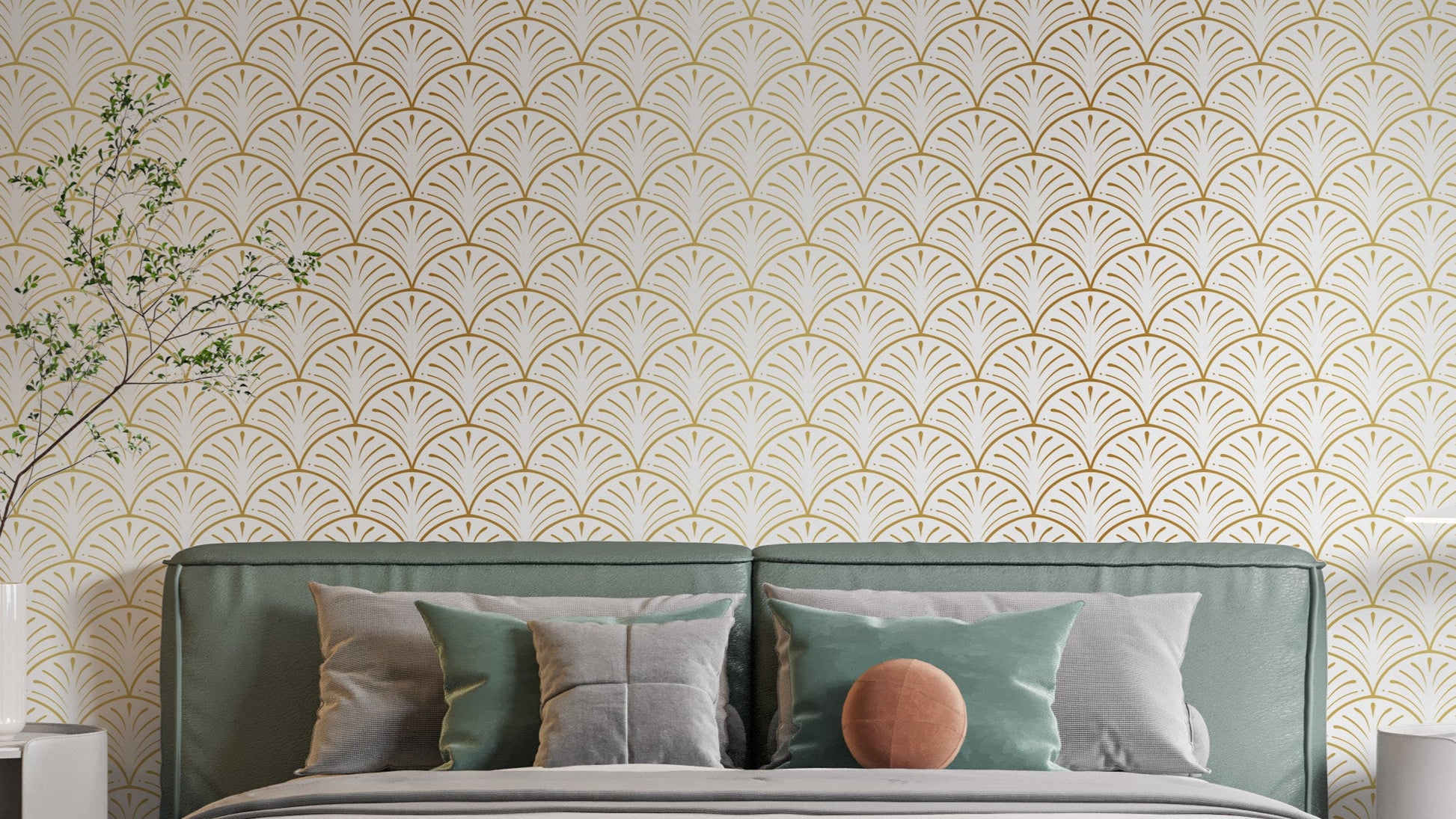 Luxurious gold art deco wallpaper design
