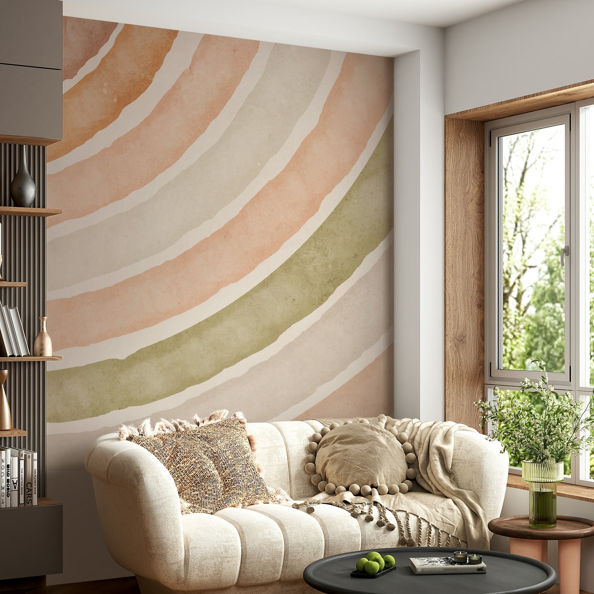 Soft curve wall mural design

