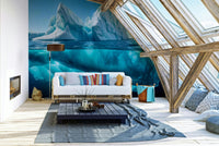 The arctic landscape is a central focus of the image.

