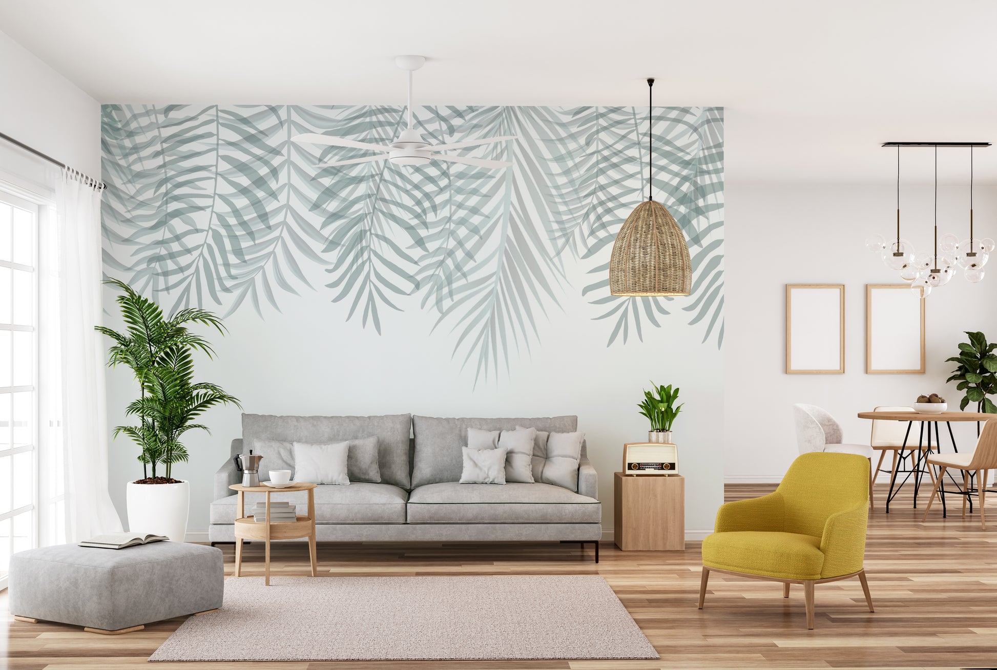Add peace with Arctic Palm Whisper Mural design
