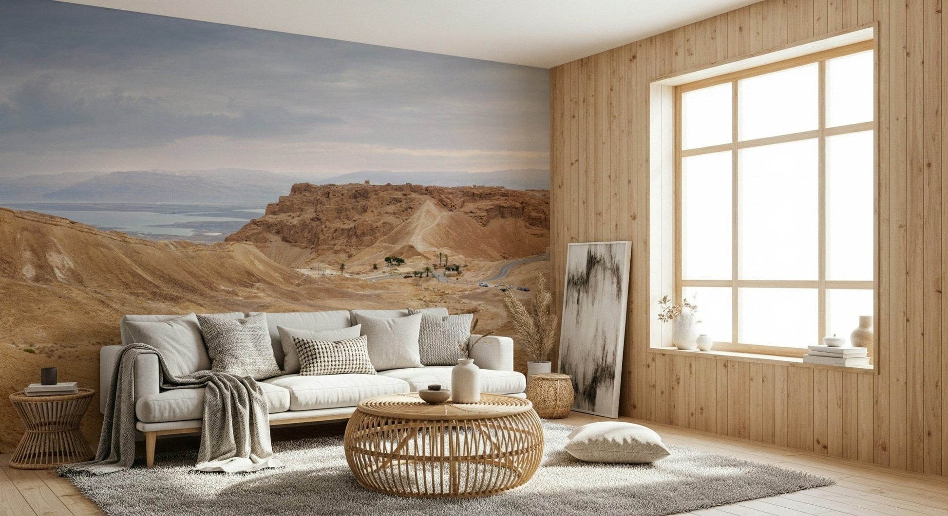 Immense desert canyon wallpaper, Arid Majesty Desert Landscape Design vista.