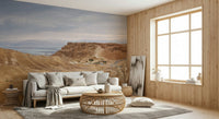 Immense desert canyon wallpaper, Arid Majesty Desert Landscape Design vista.