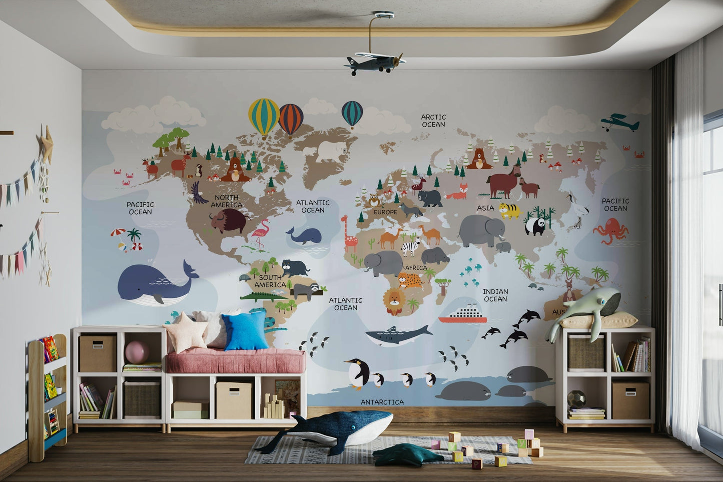 Playroom adventure map mural

