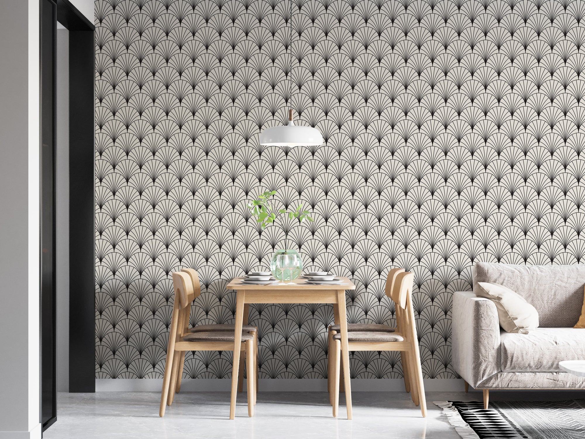 Intricate art deco arch-style wallpaper
